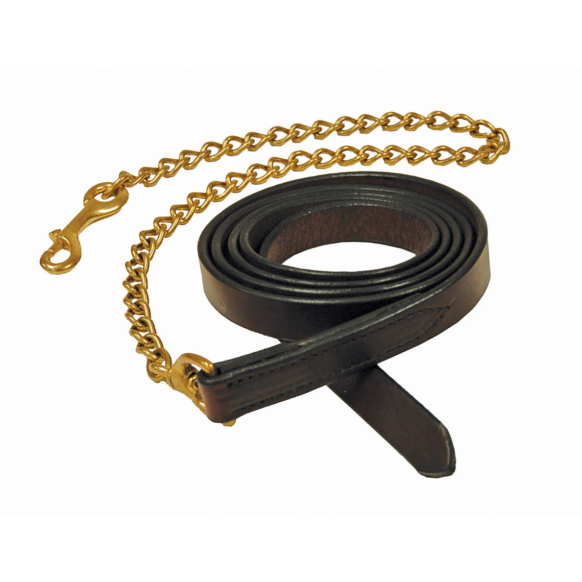 Premium Leather Horse Lead 30 Inch Brass Chain Paddock Saddlery